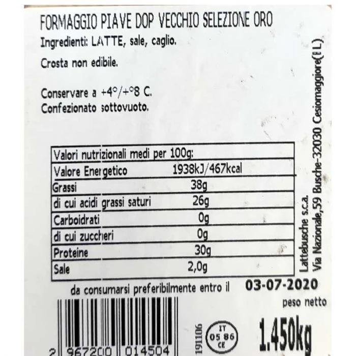 Piave DOP Vecchio Selezione Oro 2 Piave DOP Vecchio Selezione Oro - immagine 2