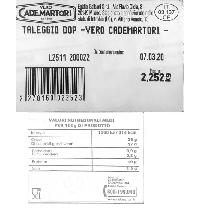 Taleggio DOP Cademartori 1,8Kg 2 Taleggio DOP Cademartori 1,8Kg - immagine 2