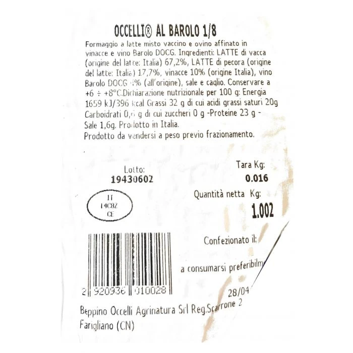 Formaggio Al Barolo Beppino Occelli 2 Formaggio Al Barolo Beppino Occelli - immagine 2